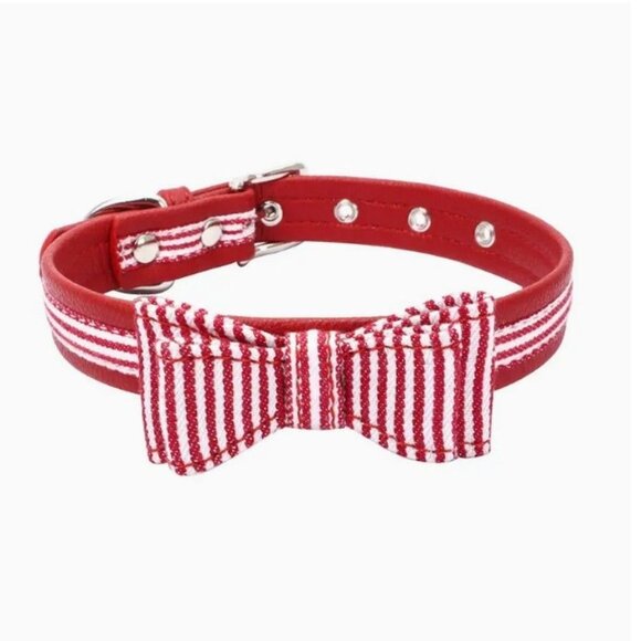 Zach Saylor Red Oxford Stripe Bow Tie Dog Collar Small Gift Packaged - Picture 9 of 9